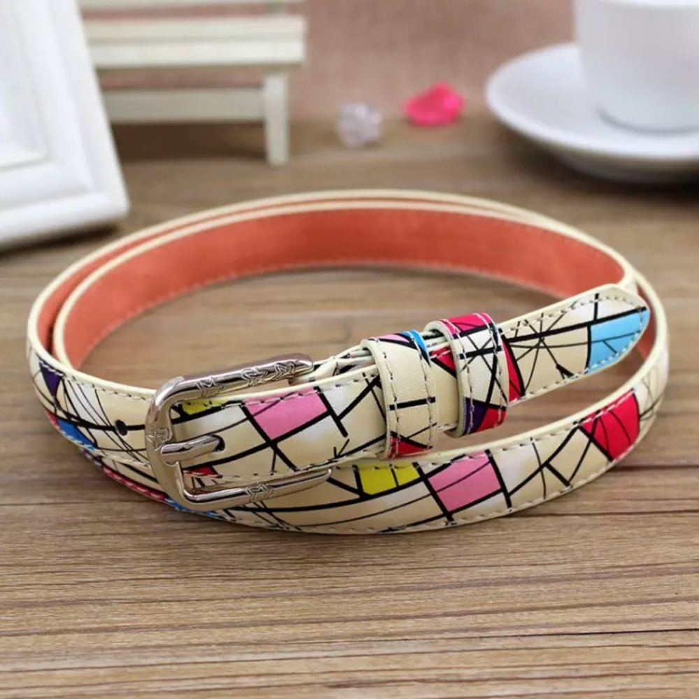 Ladies Retro Color Block Belt